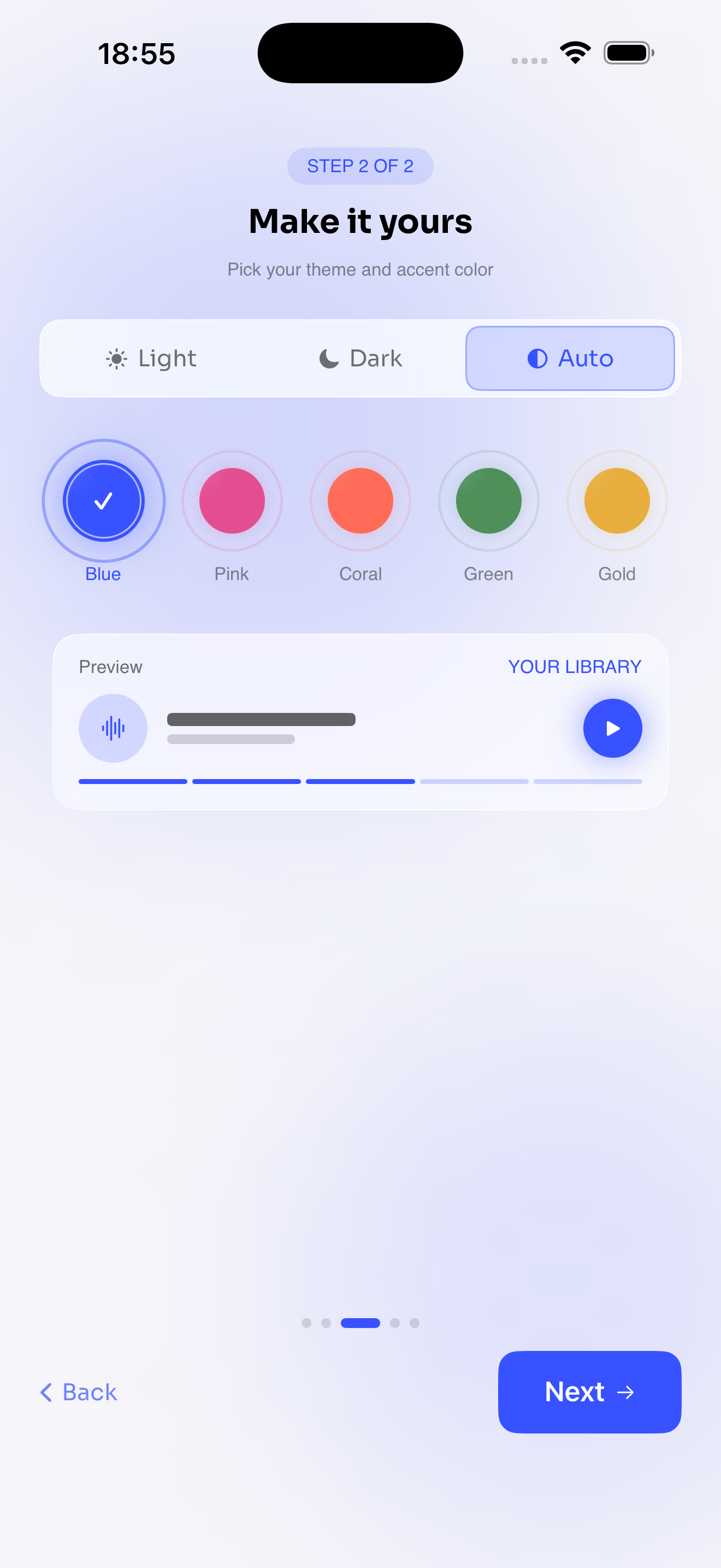 Theme and accent color picker
