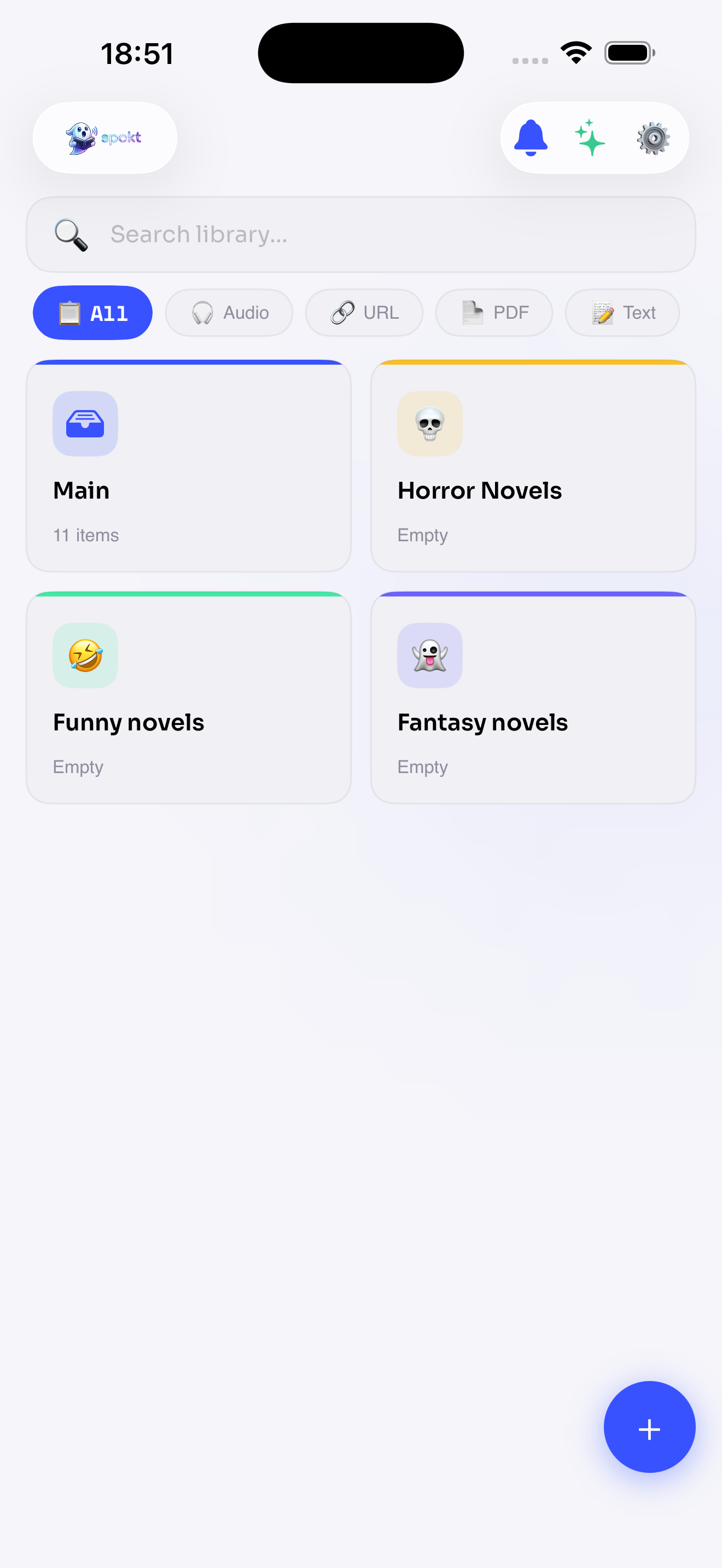 Your library, organized into folders
